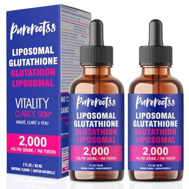 PureRootss Liposomal Glutathione Liquid Supplement (Pack of 2), 98% Absorption, with Vitamin C, L- Glutathione, 2 Fl Oz per Bottle