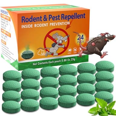 Mouse Rodent Repellent 24 Pack, Peppermint Oil Balls for Rodents Outdoor and Indoor Use, Deterrent Rats Mice Repellent for Car,Kitchen