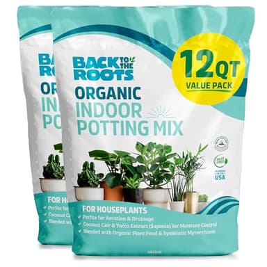 Back to The Roots 100% Organic Indoor Potting Mix (Value 12 Quart) | Promotes Healthy Houseplant Growth| Made in The USA