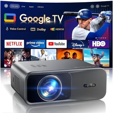 [Official Google TV]Smart Projector 4K Supported with WiFi & Bluetooth, Built-in Official Apps, GoogIe Voice, Outdoor Movie Projector with DoIby Audio, Auto Focus, Home Theater Proyector WIMIUS G1