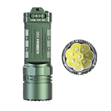 ACEBEAM X20 SFT-25R HI LED - Green X20 8X SFT-25R HI 6500K LEDs High Output Searchlight with Dual Modes Green- 8,000 Lumens w/Batteries and Eco Sensa USB-C Charging Cable