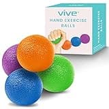 Vive Squeeze Balls for Hand Therapy, Exercise, Arthritis (w/ Rehab Video App) - Grip Strengthener Occupational Equipment for Finger, Wrist, Carpal Tunnel, Pain Relief, Stress - Resistance Strength Squeezing Egg Trainer