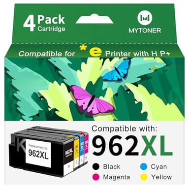 MYTONER 962 962XL Ink Cartridges Replacement for HP 9015e 9010 Printer Compatible for HP 962xl Ink Cartridges Combo Pack Work for HP Officejet Pro 9020 9025e 9025 9015 9018e 9018 Printer 4-Pack