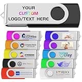 Custom Personalized USB 3.0 Flash Drive 10Pack, 4GB Swivel High-Speed Transmission Thumb Drives Carved Your Logo for Office/School/Company Ads/Photography - Customize Exclusive Text & Logo