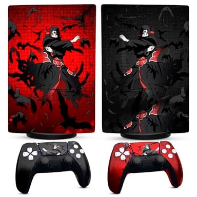 PS5 Skins for Console Disc Version and 2 Controllers - Anime PS5 Skin Cover, Red/Dark PlayStation 5 Skin from Sturdy Vinyl - Fade- and Scratch-Resistant PlayStation 5 Cover for Console Stylish Upgrade