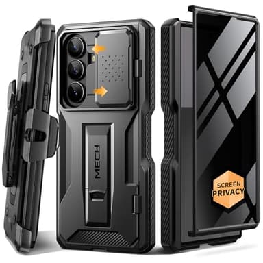 TONGATE for Z Fold 7 Case with Privacy Screen Protector, [Built-in Slide Camera Cover & Stand] [Anti Spy] Military Grade Drop Phone Case for Samsung Galaxy Z Fold 7 with Belt Clip, Black Privacy