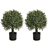 24'' Faux Boxwood Balls Topiary Trees Artificial Plants Outdoor Set of 2 Front Porch Potted