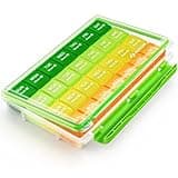 AUVON Monthly Pill Organizer Moistureproof, Large 28 Days Pill Case with Removable 4 Weeks Pill Box Rows, Travel-Friendly Pill Container for Fish Oils, Vitamins, Supplements and Medications