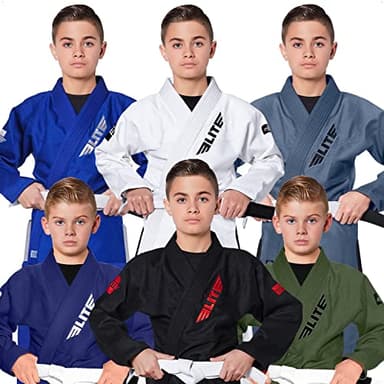 Elite Sports IBJJF Ultra Light BJJ Brazilian Jiu Jitsu Gi for Kids with Preshrunk Fabric and Free Belt (Gray, 00)