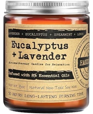 KOTKAS Lavender Eucalyptus Scented Candles - 8oz Natural Scented Soy Candles for Home Non Toxic Aromatherapy Lavender Candles Gifts for Women Bath Relaxing Calming Soothing Relaxation Stress Relief