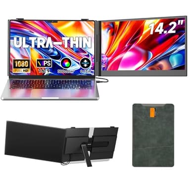 Laptop Screen Extender 0.17" Ultra-Thin, 14.2" FHD 1080P IPS Portable Monitor for Laptop, Dual Screen Travel Monitor Extender Suitable for 13"-17.3" Plug & Play for Windows/Mac/Android/Switch/PS-5