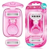 DreamGenius Travel Razors for Women Include 1 Handle and 2 Cartridges, Extra Smooth 5-Blade Travel Essentials Razor with Case for Shaving, Pink