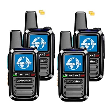 Global Lifetime Free Walkie Talkies Unlimited Range 4G LTE PoC(Push-to-Talk Over Cellular) Radios Nationwide PTT Two Way Radios Long Distance for Family, Logistics, Company 4pcs with sim Card