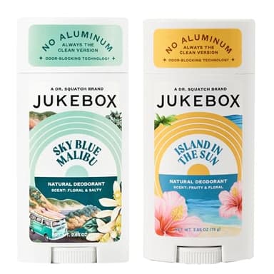 JUKEBOX Natural Deodorant for Women–Sky Blue Malibu & Island in the Sun Scents, Multi Pack-Aluminum-Free, No Baking Soda, No Harsh Chemicals, Odor Blocking Technology-a Dr. Squatch Brand-2.65oz,2 Pack