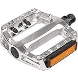 AVASTA Mountain Bike Pedal, Aluminum Alloy Flat Platform Bicycle Pedals with Reflector for Road Bike and MTB, Sealed ZU Bearing, Threads Size 9/16 Inch，Silver