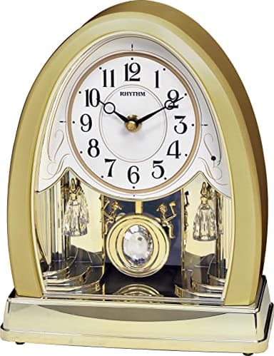Rhythm Clocks "Joyful Crystal Gold Musical Mantel Clock