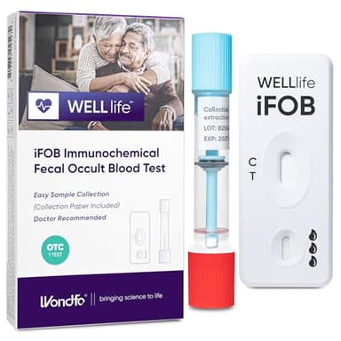 WELLlife iFOB Immunochemical Fecal Occult Blood Test, Colon Screening Test Kit Stool Test at Home Easy to Use, 1 Test Detect Hidden Blood in 10 Minutes FOB Test for Home