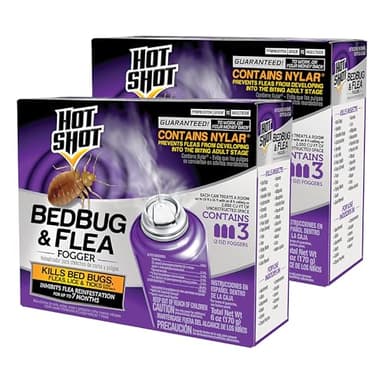 Hot Shot BedBug And Flea Fogger, Inhibits Flea Reinfestation, 2 Ounce Cans, 6 Count