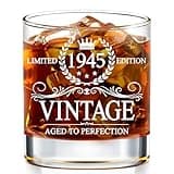 GLAKEUN 80th Birthday Gifts For Men - 80th Birthday Decorations - Gifts For 80 Year Old Man - 1945 Birthday Gifts - 80th Birthday Whiskey Glasses - Gift For 80th Birthday - 1945 Vintage Whiskey Glass