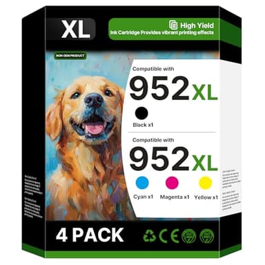 952XL Ink Cartridges Combo Pack Compatible for HP 952XL Ink Cartridges Combo Pack 952XL 952 Ink to Use with HP OfficeJet Pro 8710 7740 8720 8715 8210 8703 9702 OfficeJet 8702 Printers (4 Pack B/C/M/Y)