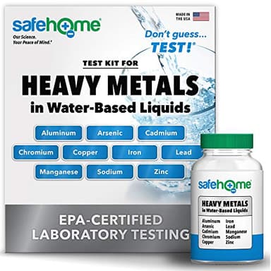 Safe Home® Heavy Metals Test Kit – Test 10 Metals in Water Based Liquids at Our EPA Certified Lab – Water, Beer, Wine, Juice, Coffee, & More