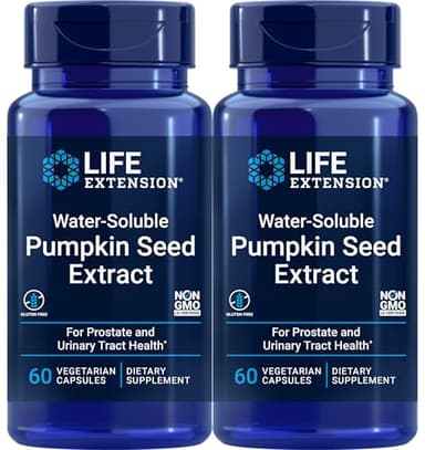 Life Extension Water-Soluble Pumpkin Seed Extract, 60 Vegetarian Capsules (Pack of 2)