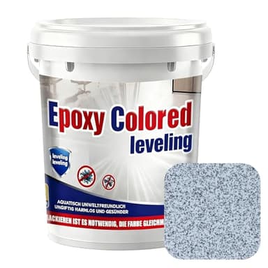 Epoxy Floor Paint, Epoxy Floor Paint 176 Oz, High-gloss Marble Effect Coating, Garage Floors Painting, Covers Approximately 30 to 34 Sq Ft (Sea Gray, 176Oz/5kg)