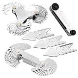 Haploon 6Pcs Pitch Cutting Gauge,Stainless Steel Screw Thread Pitch Gauge Tool Set, 3 Pieces Center Gage,1 America SAE Type,1 Metric & America SAE Type,1 Metric Imperial US for Industrial Measurement