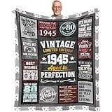 Sunhygge 80th Birthday Gifts for Men Blanket 60"x 50", Birthday Gifts for 80 Year Olds, 80 Year Old Man Gifts, 1945 Birthday Gifts for Men, Gifts for 80 Year Old Man's Birthday