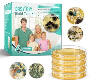 Mold Test Kit for Home Detection: 4 Simple DIY Science Kits for Fastly Testing Home Surfaces & Air Quality Detector & HVAC Monitor Includes Detailed Identification Guide
