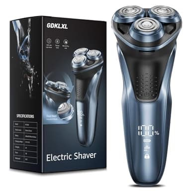 GDKLXL Rechargeable Electric Razor for Men: IPX7 Waterproof Shaver - 1.5H Fast Charge, 4D Flex Precision Blades with Pop-Up Trimmer - Gentle on Sensitive Skin, Travel-Friendly