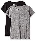 Amazon Essentials Women's Tech Stretch Short-Sleeve Crewneck T-Shirt (Available in Plus Size), Pack of 2, Black/Dark Grey Space Dye, Medium