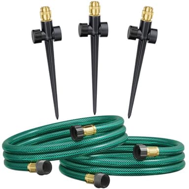 FANHAO Above Ground Irrigation Garden Sprinkler System, Metal Adjustable Garden Sprinkler Set, 360 Degree Large Area Coverage Irrigation Kit for Lawn, Patio, Flower Bed & Garden