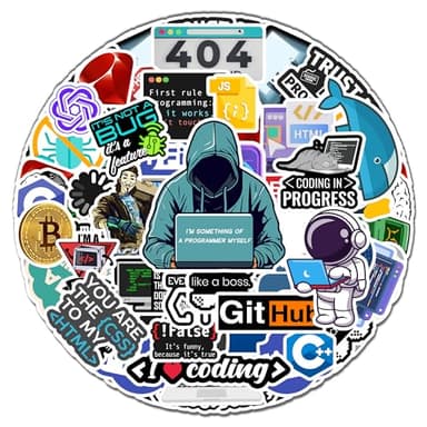 BIGZORO 50 PCS Programming Developer Stickers Coding Vinyl Decals Waterproof Patches Laptop Scrapbook Window Suitcase Gifts For Coders Programmers Hackers Geeks Engineers