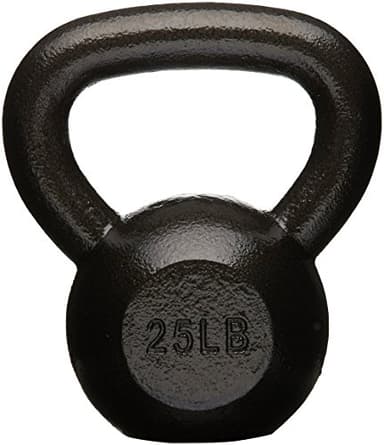 Amazon Basics Cast Iron Kettlebell for Strength Training, Wide Handle, 25 Pounds, Black
