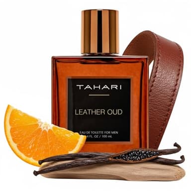 TAHARI Leather Oud Eau de Toilette for Men – Long-Lasting Luxury Cologne Spray with Bergamot, Leather & Amber Scent – Bold, Masculine, Sophisticated Oud Fragrance Spray 3.4 fl oz / 100 mL