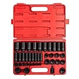 SUNEX TOOLS 2668, 1/2 Inch Drive Master Impact Socket Set, 39-Piece, SAE, 3/8" - 1-1/2", Standard/Deep, Cr-Mo Steel, Heavy Duty Storage Case, Includes Universal Joint