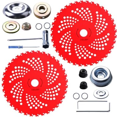 RAHQHD 2 Pack 9" x36T Carbide Tipped Tip Brush Cutter Weed Eater Blades with Universal Adapter Kit for Brush Cutter, Trimmer, Weed Eater, Compatible with Husqvarna, Stihl, Fsx, and More