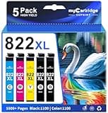 822XL Ink Cartridges Remanufactured Replacement for Epson 822XL Ink Cartridges 822 XL for Epson WF-3820 Printer Ink Cartridges WF-4820 WF-4830 WF-4833 WF-3823 Printer 5 Pack 822XL
