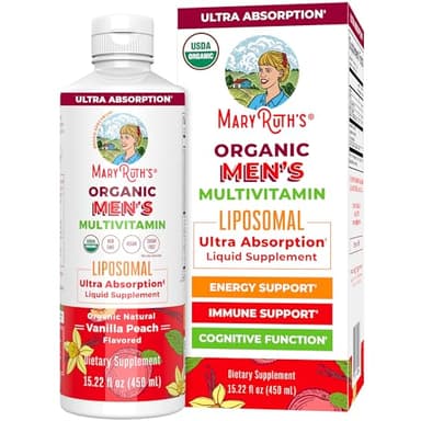 MaryRuth Organics Multivitamin for men | Sugar Free mens Multivitamin | Liquid Vitamins for men | Immune Support Supplement | Cognitive Health & Overall Wellness | Vegan | Non-GMO | 15.22 Fl Oz