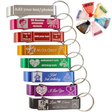 100pcs Personalized Bottle Opener - Custom Bottle Opener Keychain for Wedding, Anniversary, party,Support for Customized Logos.