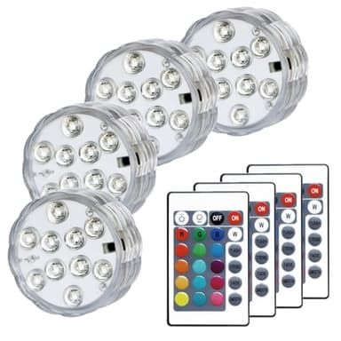 KIKOMO Submersible LED Pool Lights for Inground Pools and Above Ground Pools, 16 Colors 4 Modes Battery Powered Underwater LED Lights with Remote for Pool Pond Camping Bucket Decoration (4 Pack)
