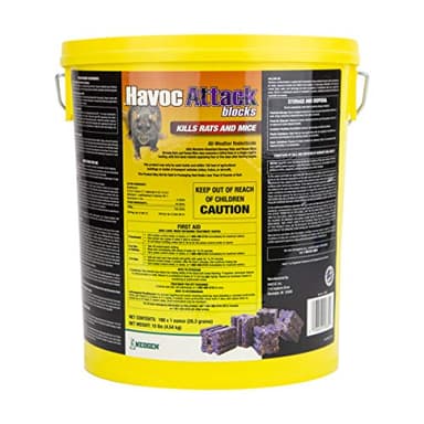 Neogen Havoc Attack Blocks All-Weather Rodenticide for Control of Rats and Mice, 10 lb Pail