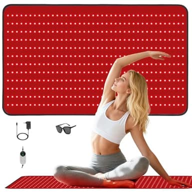 Red Light Therapy Mat for Full Body, Foldable 480LEDs Near Infrared Light Therapy Pad, 660nm& 850nm 2in1 LEDs Light Blanket for Back Belly Knee Joint Muscle, Five Adjustable Gears, 65W