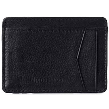 Alpine Swiss RFID Minimalist Oliver Front Pocket Wallet For Men Leather York Collection Black