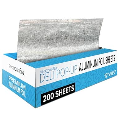 200 Count Pre-Cut Deli Aluminum Wraps – 12" Heavy-Duty Pop-Up, Disposable for Hot Dogs, Sandwiches & Food Service