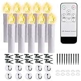 10 PCS Flameless Battery Operated Window Candles, LED Flickering Hanging Candles with Timer Remote, Suction Cups and Clips for Fall Season, Harry Potter Party, Halloween, Christmas