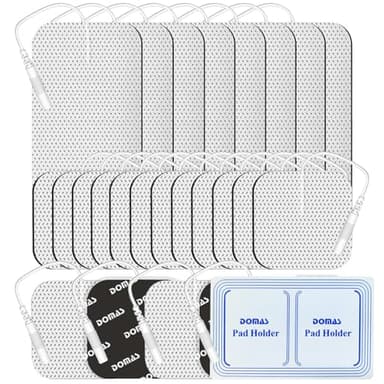 DOMAS 24 Pack 2x2&2x4 TENS Pads with Pad Holder, for TENS 7000, 30 Uses, Latex-Free, TENS Unit Electrode Replacement Pads Compatible with AUVON Etekcity & Other 2 mm Pin TENS Units
