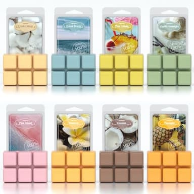 ARVIDSSON Summer Scented Wax Melts, Tropical Soy Wax Cubes for Warmer, Strong Scent Fragrance Melts, Ocean Breeze, Pina Colada, Fresh Cotton, Pineapple and More, Candle Melts Gift Set