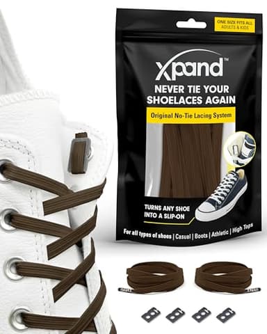Xpand No Tie Shoelaces for Adults & Kids - Stretch Elastic Shoe Laces for Sneakers | Stretchy Tieless Shoe Strings for Running, Sports & Everyday Wear | One Size Fits All